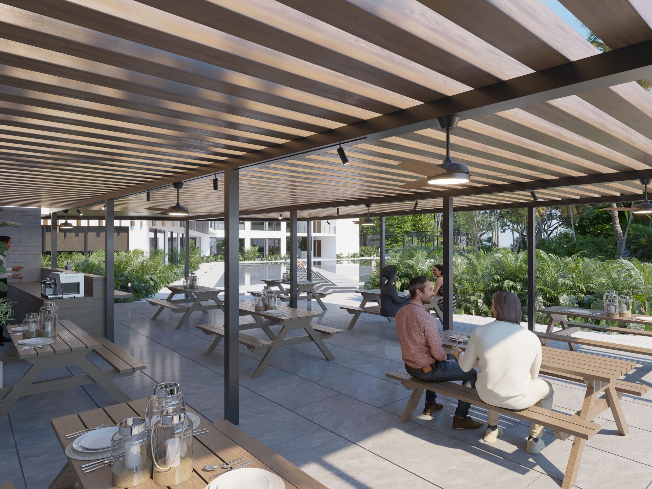 Grill hacia jardín o alberca