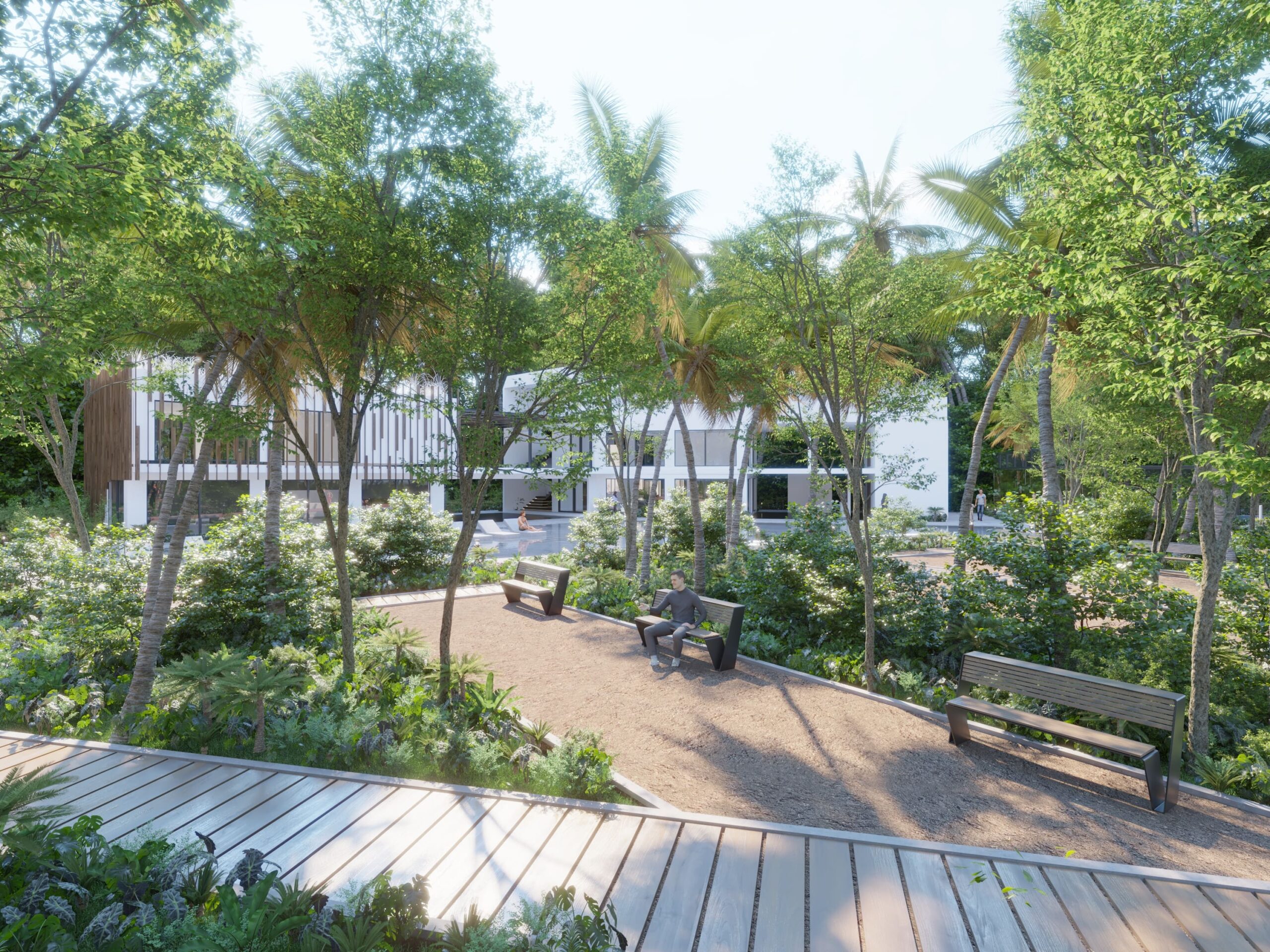 Parque lineal hacia alberca