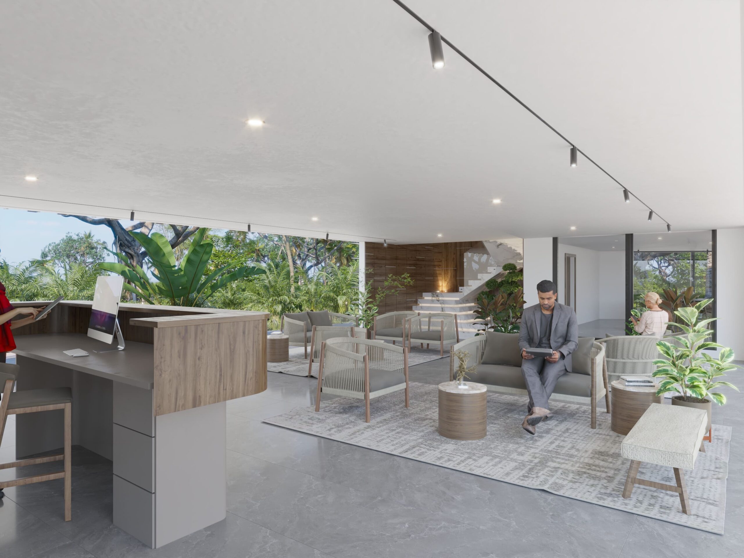 Recepción vista a interiores